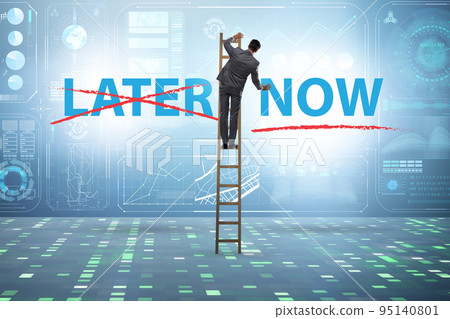 Concept of procrastination with now or later Concept of procrastination with now or later 95140801