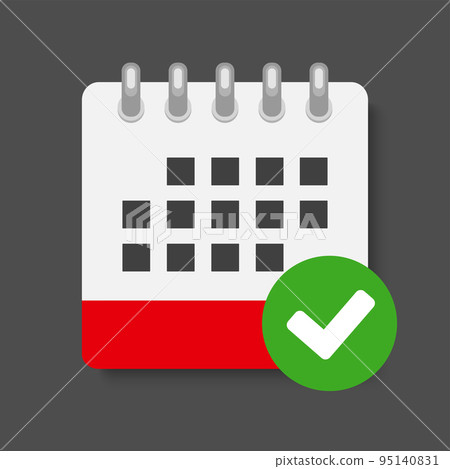 Icon calendar - popup message marl done, check Icon calendar - popup message marl done, check 95140831