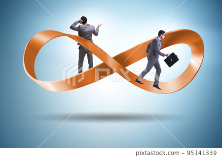 Businessman running on the endless loop 95141339