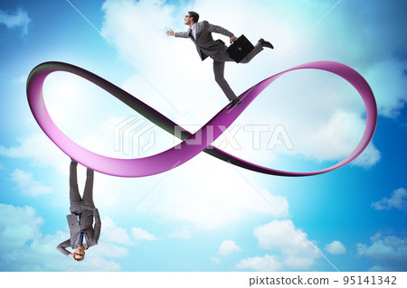 Businessman running on the endless loop 95141342
