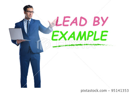 Businessman in lead by example concept Businessman in lead by example concept 95141353