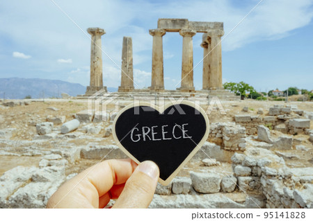 Greece in a sign in the ruins of Ancient Corinth 95141828
