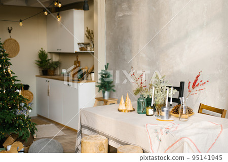 Stylish hipster party table in a Scandinavian style dining room 95141945