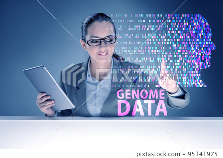 Businesswoman in genome data concept Businesswoman in genome data concept 95141975