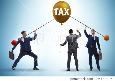 Businessman in tax balloon concept 95142006