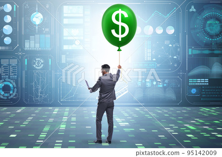 Businessman with dollar balloon concept 95142009