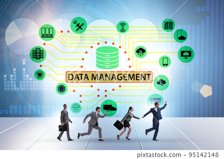 Business people in data management concept Business people in data management concept 95142148
