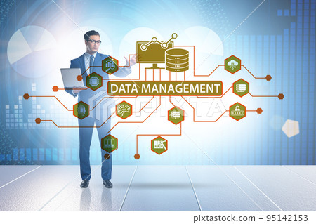 Businessman in data management concept Businessman in data management concept 95142153