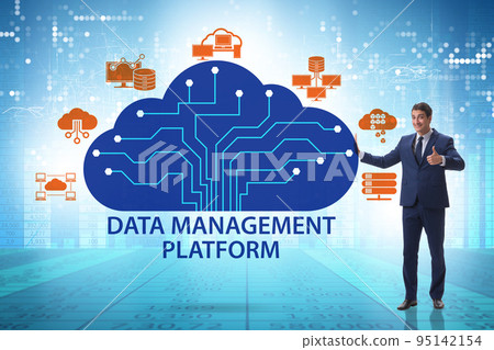 Businessman in data management concept Businessman in data management concept 95142154