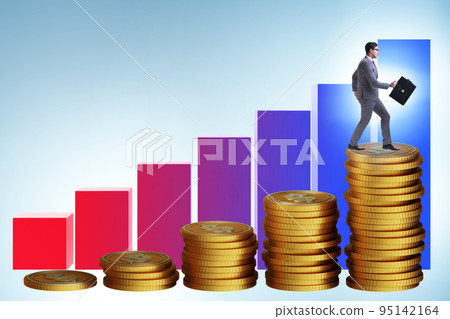 Businessman in the growth concept with coins chart 95142164