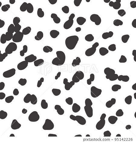 Dalmatian seamless pattern. Animal skin print. Dog and cow black dots on white background. Vector 95142226