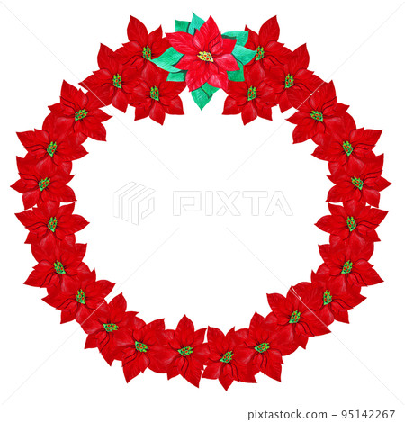frame made of red watercolor poinsettia frame made of red watercolor poinsettia 95142267