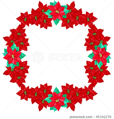 frame made of red watercolor poinsettia 95142270
