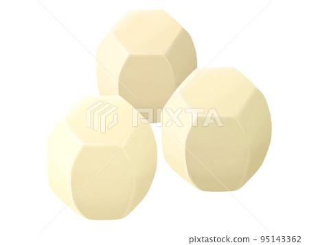 六角去皮芋頭白色背景的真實味道的手繪插圖 95143362