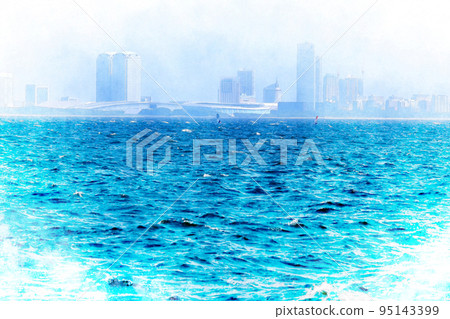 Looking towards Kaihin Makuhari from Tokyo Bay 95143399