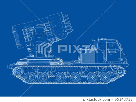 Military track missle system. Vector 95143732