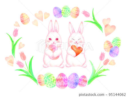 Two easter rabbits together Two easter rabbits together 95144062