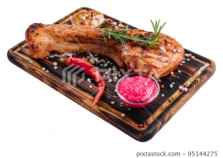Barbecue tomahawk steak on cutting board 95144275