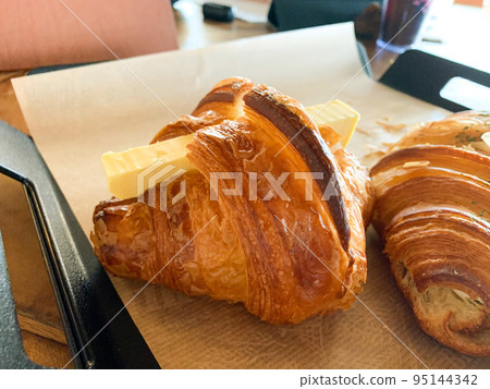 Butter croissants to eat while spending time in a cafe Butter croissants to eat while spending time in a cafe 95144342