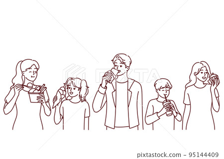 People eating different food 95144409