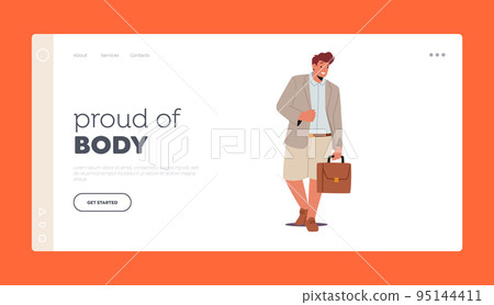 Proud of Body Landing Page Template. Positive Plus Size Overweight Man. Chubby People Accepting Positively Their Body Proud of Body Landing Page Template. Positive Plus Size Overweight Man. Chubby People Accepting Positively Their Body 95144411