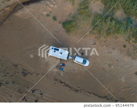 Caravan Campig Sunset beautiful landscape beach sand dunes near Melbystrand Laholm Sweden coast outdoor Lifestyle 95144479