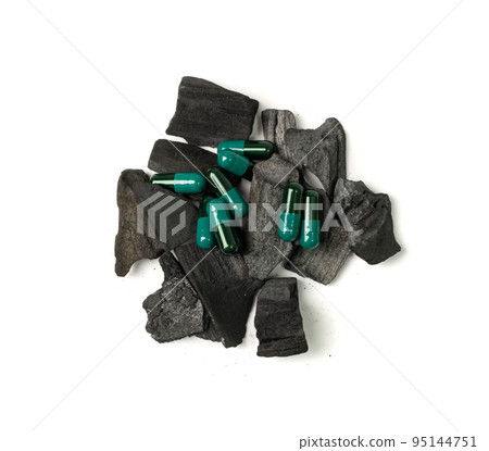 Activated Carbon Pills Isolated 95144751