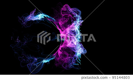 3D rendering cosmic energy strings. Energy flows in the form of thin bright elements 3D rendering cosmic energy strings. Energy flows in the form of thin bright elements 95144803