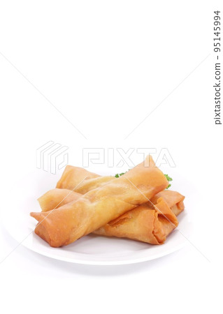 Spring rolls, deep-fried food, bright background 95145994