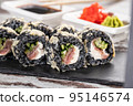 Close up of original unconventional sushi with black rice 95146574