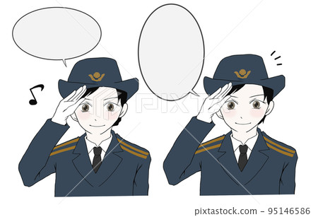 Illustration of two SDF members saluting Illustration of two SDF members saluting 95146586