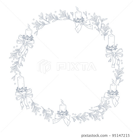 Christmas stylish decor holiday wreath for cards, banners, invitations, packaging. Christmas stylish decor holiday wreath for cards, banners, invitations, packaging. 95147215