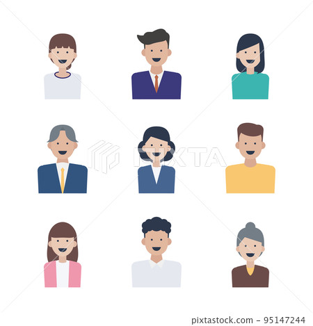 Icon set | Smiling people 95147244