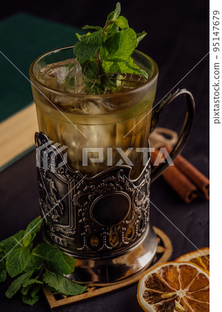 Freshness tasty cocktail with mint in a copper glass 95147679