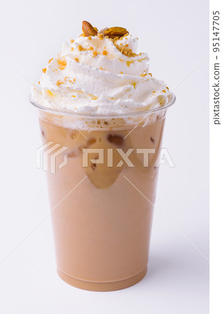 Cold coffee drink with ice isolated on white 95147705