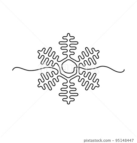 Snowflake Continuous Illustration, One Line Snow flake Snowflake Continuous Illustration, One Line Snow flake 95148447