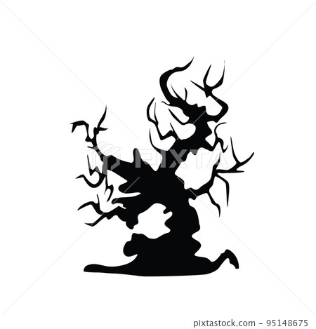 Scary Halloween Tree Icon, Spooky Trees Silhouette Isolated Scary Halloween Tree Icon, Spooky Trees Silhouette Isolated 95148675