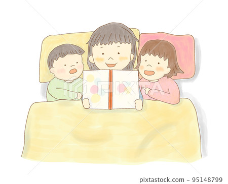 父母和孩子睡覺時看繪本 95148799