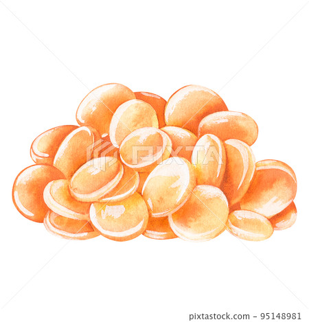 A mountain of coins. St. Patrick's Day. Watercolor illustration. Isolated on a white background A mountain of coins. St. Patrick's Day. Watercolor illustration. Isolated on a white background 95148981