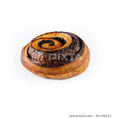 Sweet roll poppy seed buns isolated on white 95149131