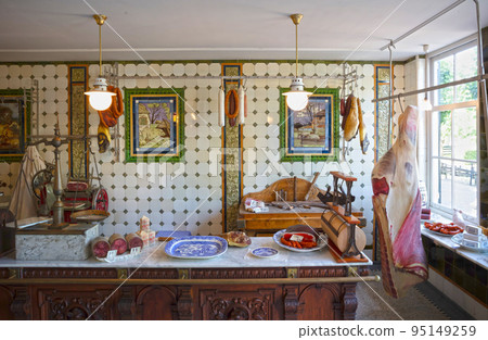 Enkhuizen, the Netherlands on august 7, 2022. The interior of a butcher shop from 1900 95149259