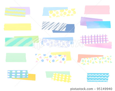 簡單的流行和可愛的膠帶手繪水彩插圖集 95149940
