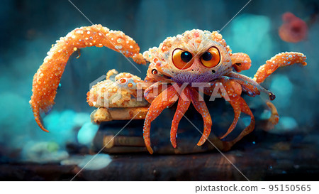 octopus crab cartoon style illustration 95150565