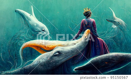 quuen of whales underwater illustration painting artwork quuen of whales underwater illustration painting artwork 95150567