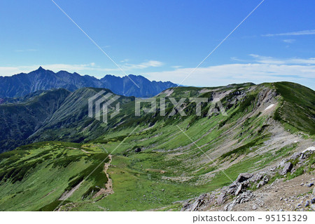 Northern Alps Hida Mountains Mt. Sugoroku, Mt. Yari and Mt. Hotaka seen from Mt. Mitsumata Renge Northern Alps Hida Mountains Mt. Sugoroku, Mt. Yari and Mt. Hotaka seen from Mt. Mitsumata Renge 95151329