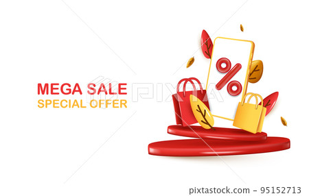 Autumn Podium Decoration Background with Autumn leaves, shopping bag, percent symbol. Background or banner template for the design of Autumn and Fall Banners Autumn Podium Decoration Background with Autumn leaves, shopping bag, percent symbol. Background or banner template for the design of Autumn and Fall Banners 95152713