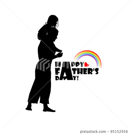 Silhouette of a father with a daughter on his shoulders. Happy father's day. vector illustration. Silhouette of a father with a daughter on his shoulders. Happy father's day. vector illustration. 95152916