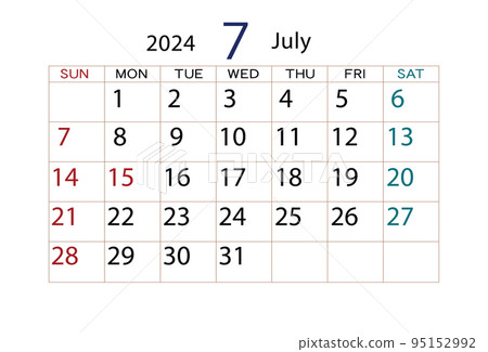 2024 年 7 月日曆 2024 年 7 月日曆 95152992