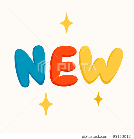 New sticker for a social media, making a blog or vlog vector flat illustration. Set of cartoon icons for making internet content 95153012