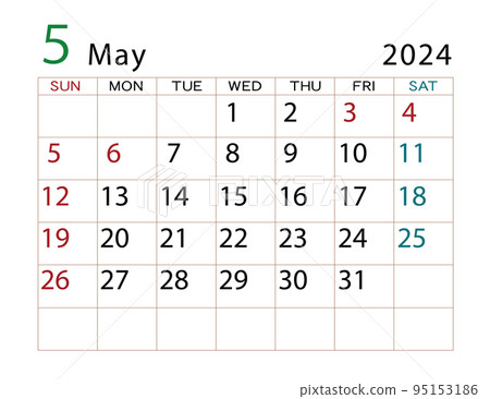 2024 年日曆 5 月 95153186